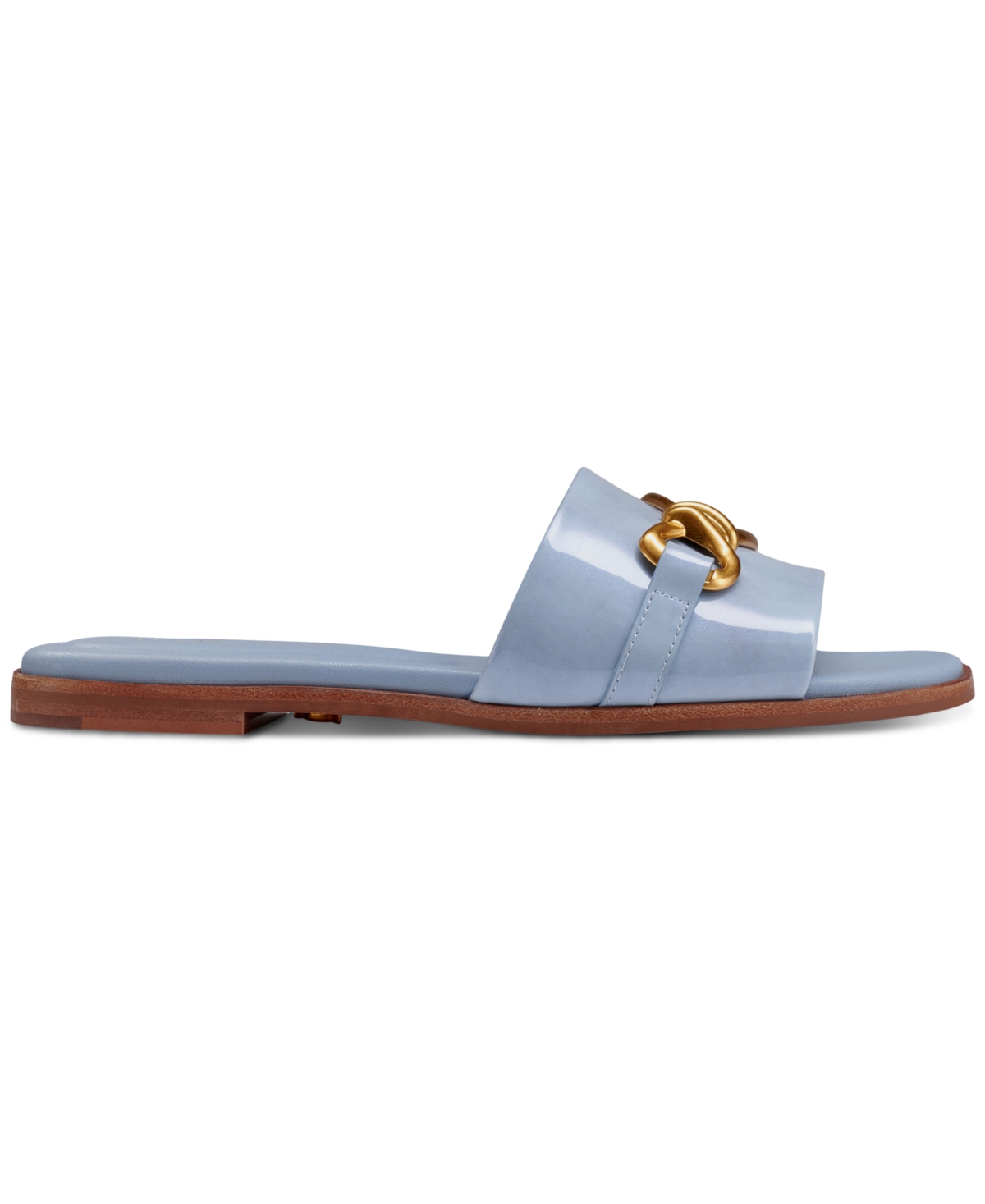 Shop Donna Karan Haylen Hardware Slide Sandals In Blue Frost