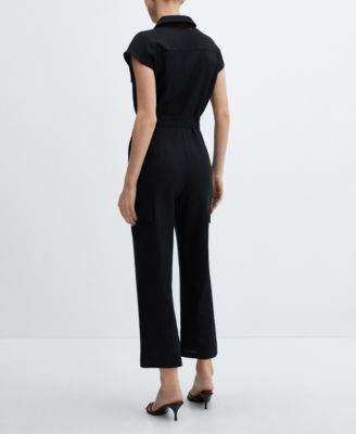 Women's Cargo-Style Linen Jumpsuit