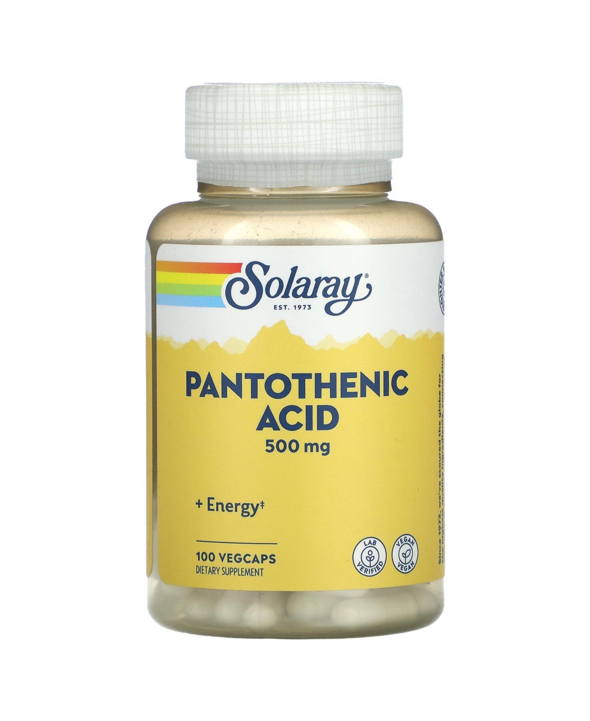 Pantothenic Acid 500 mg - 100 VegCaps - Assorted Pre-pack (See Table