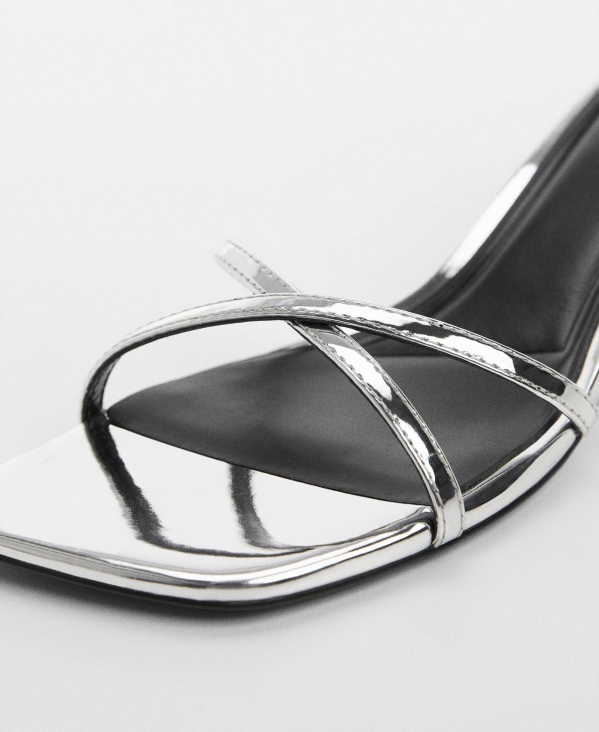 Shop Mango Women's Metallic Strap Sandals In Silver