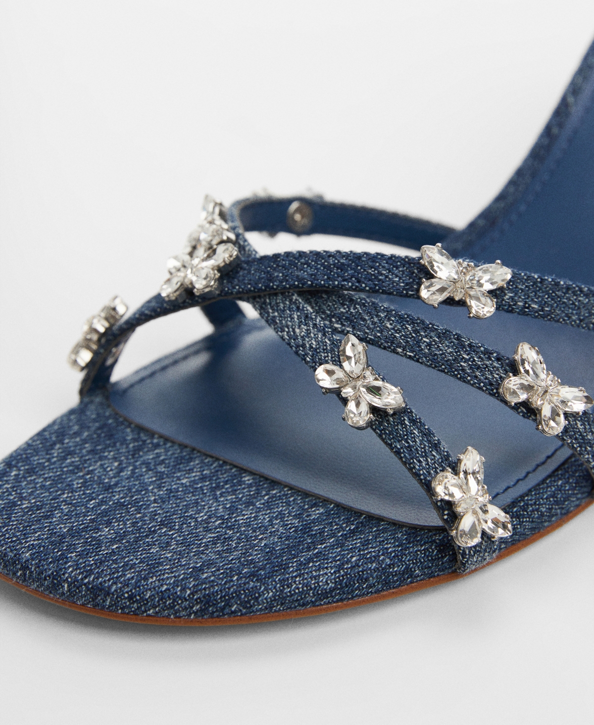 Shop Mango Women's Heeled Denim Sandals In Open Blue