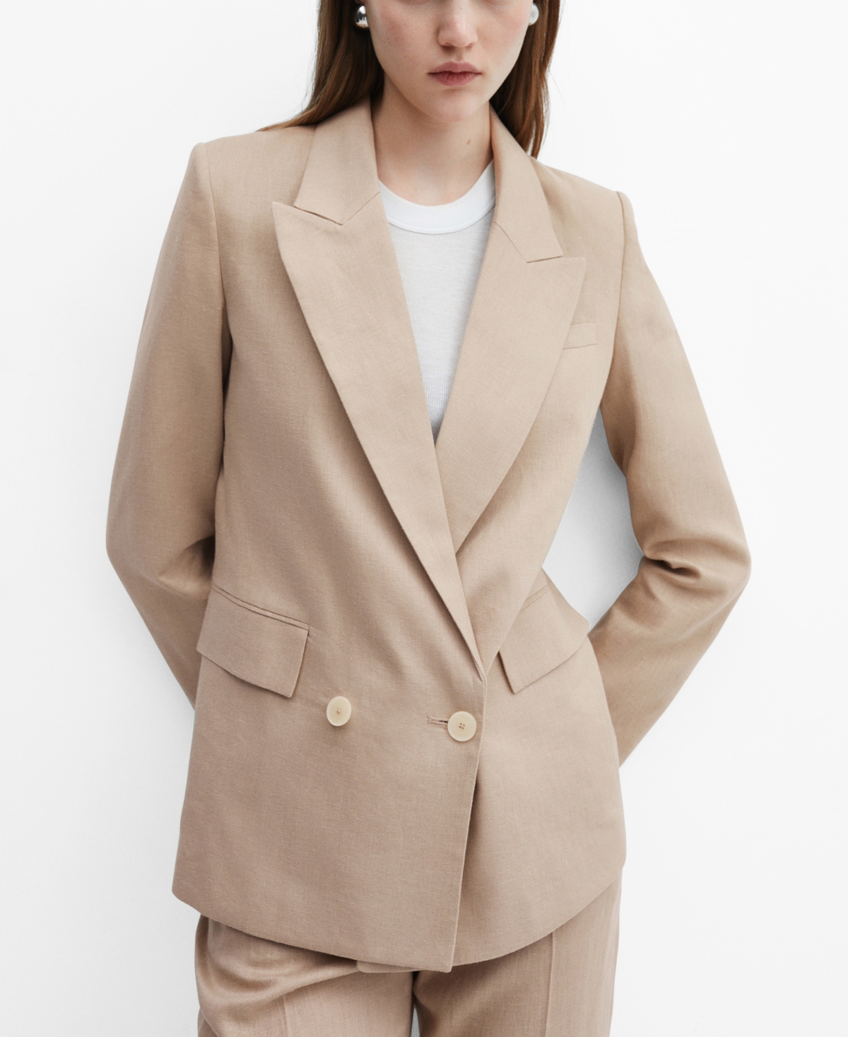 Shop Mango Women's 100% Linen Suit Blazer In Lt Pastel