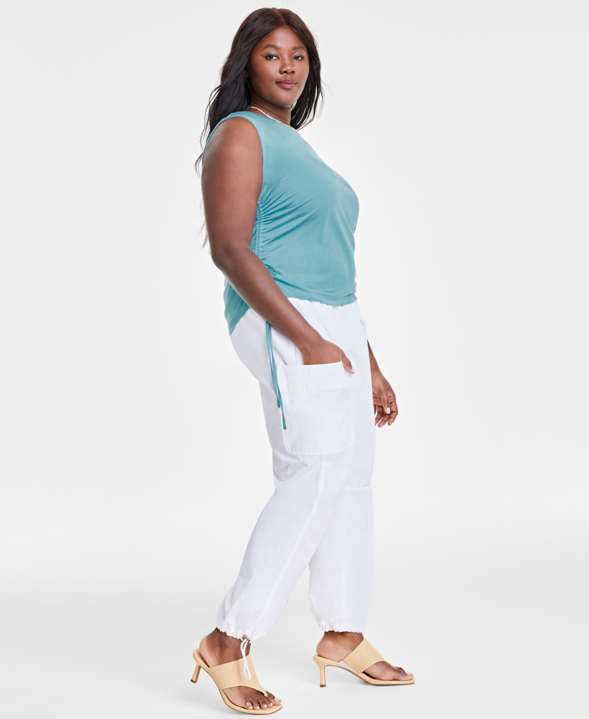 On 34th Trendy Plus Size Cinched Side Top Utility Pants Created For Macys Smart Closet