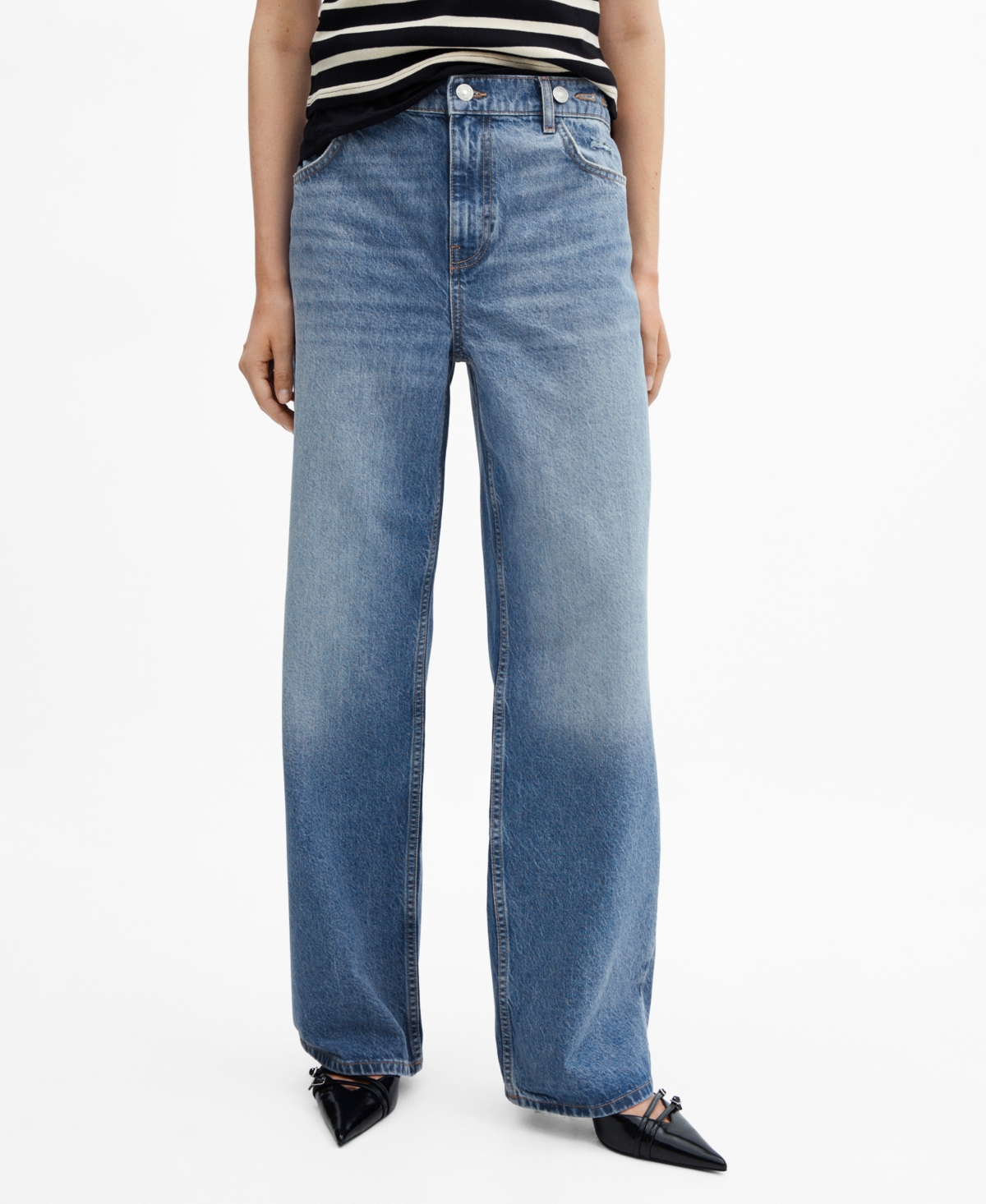Women's Loose Mid-Rise Wide leg Jeans - Open Blue
