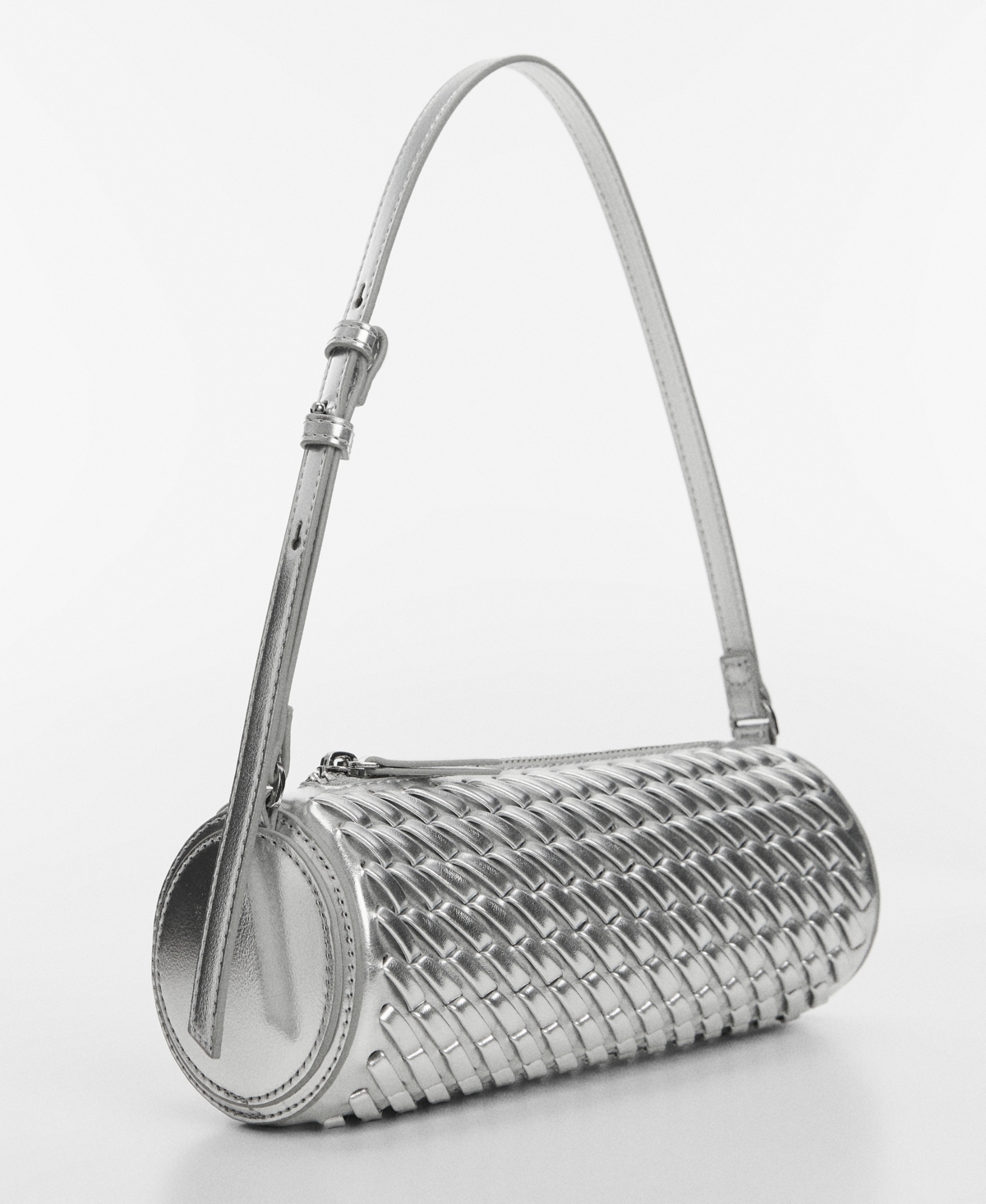 Shop Mango Women's Lattice Design Bag In Silver