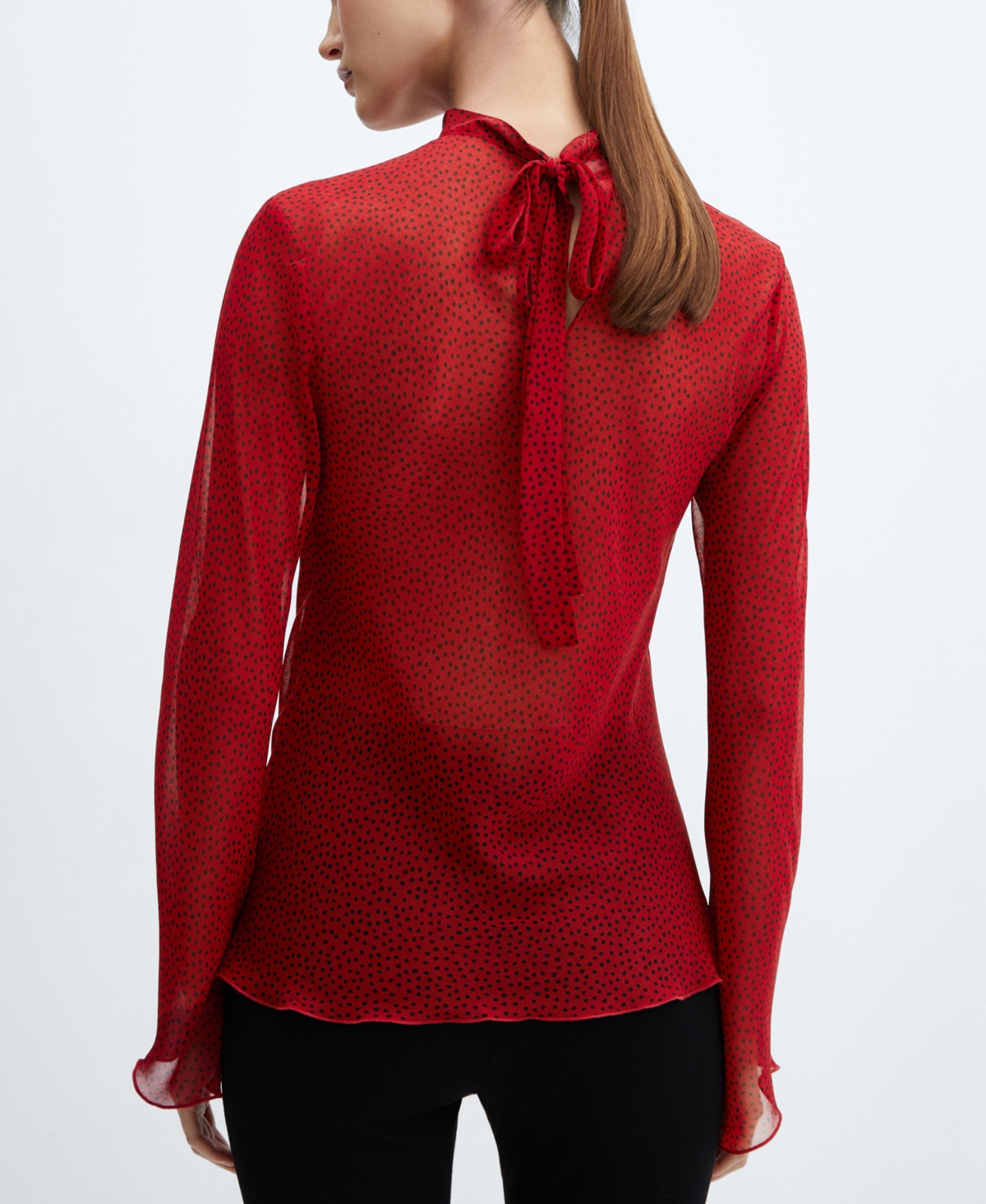 Shop Mango Women's Back Bow Blouse In Red