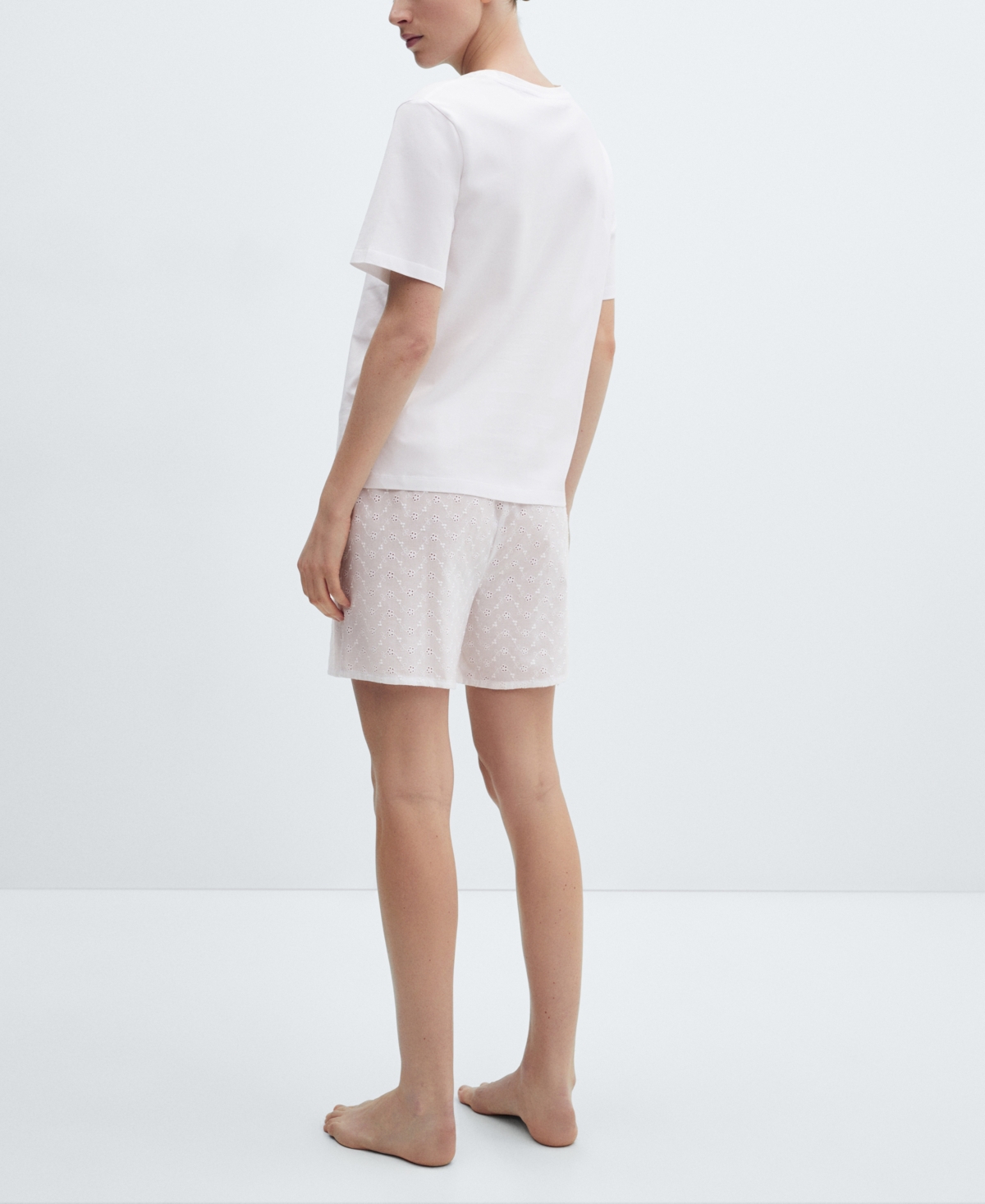 Shop Mango Women's Two-piece Cotton Pajamas In White