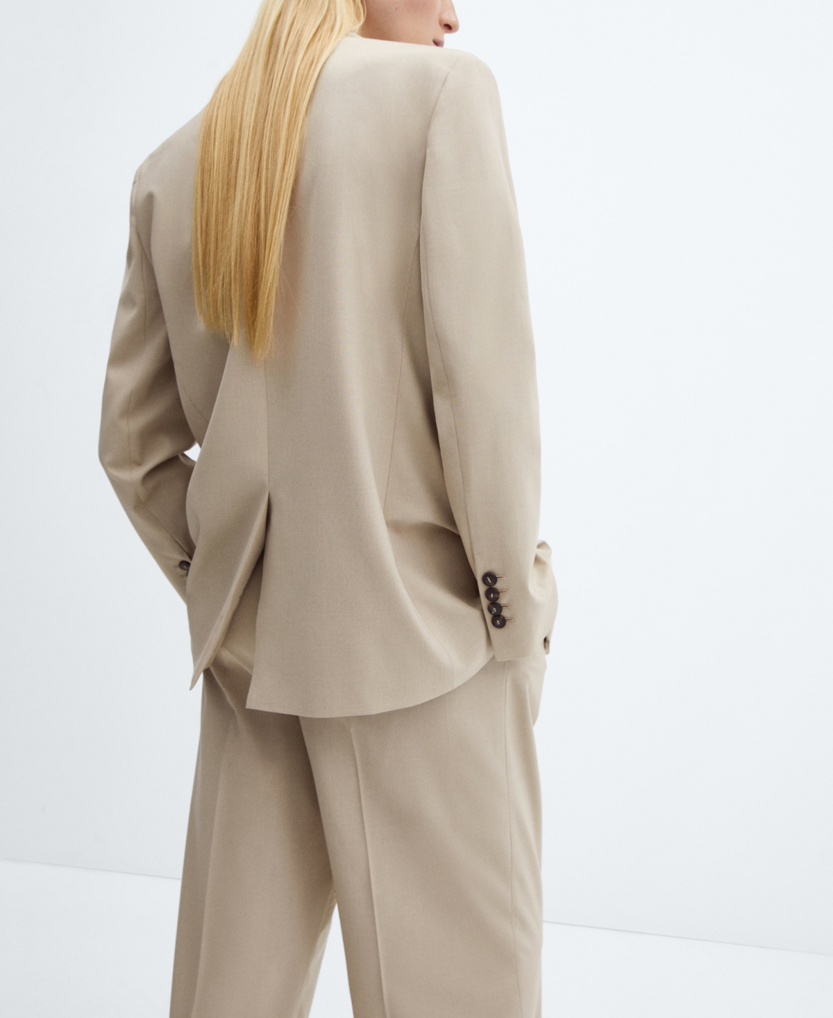 Shop Mango Women's Buttons Detail Suit Blazer In Light Beig