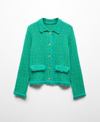 MANGO Women's Pocket Tweed Cardigan