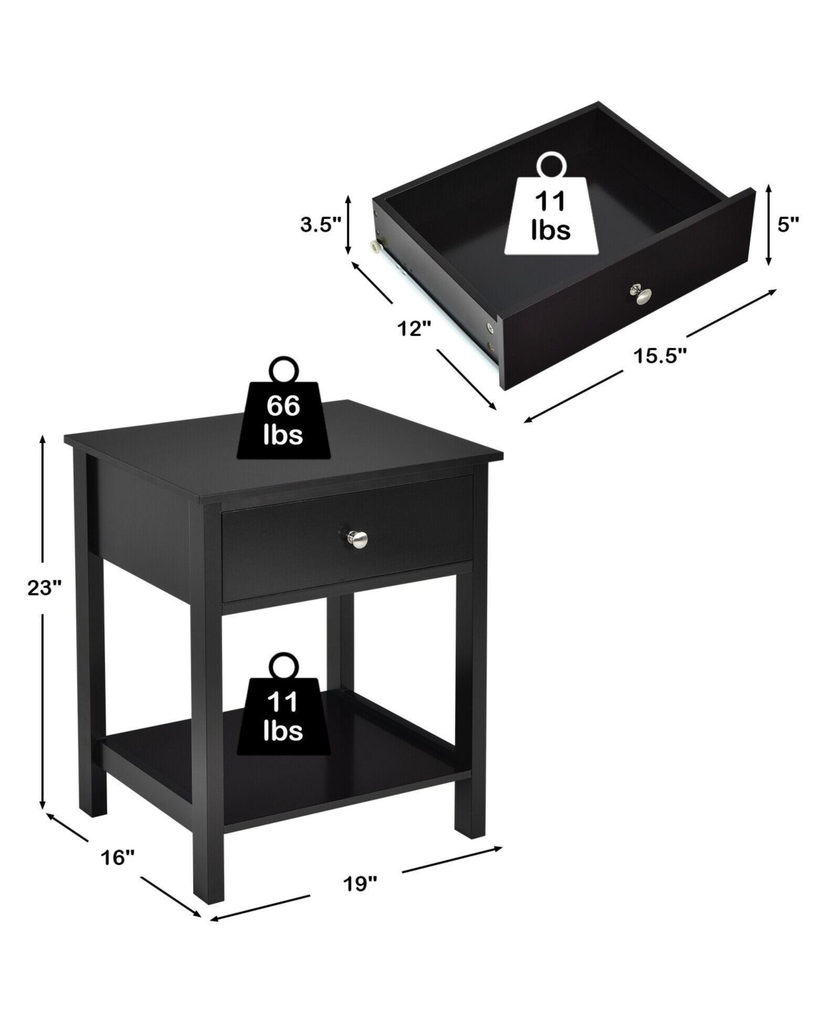 Sugift Wooden Storage Shelf with Drawer for Bedroom and Living Room