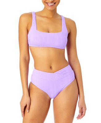 Salt + Cove Salt Cove Juniors Ribbed Square Neck Bikini Top Ribbed V Waist Bikini Bottoms Created For Macys In Purple