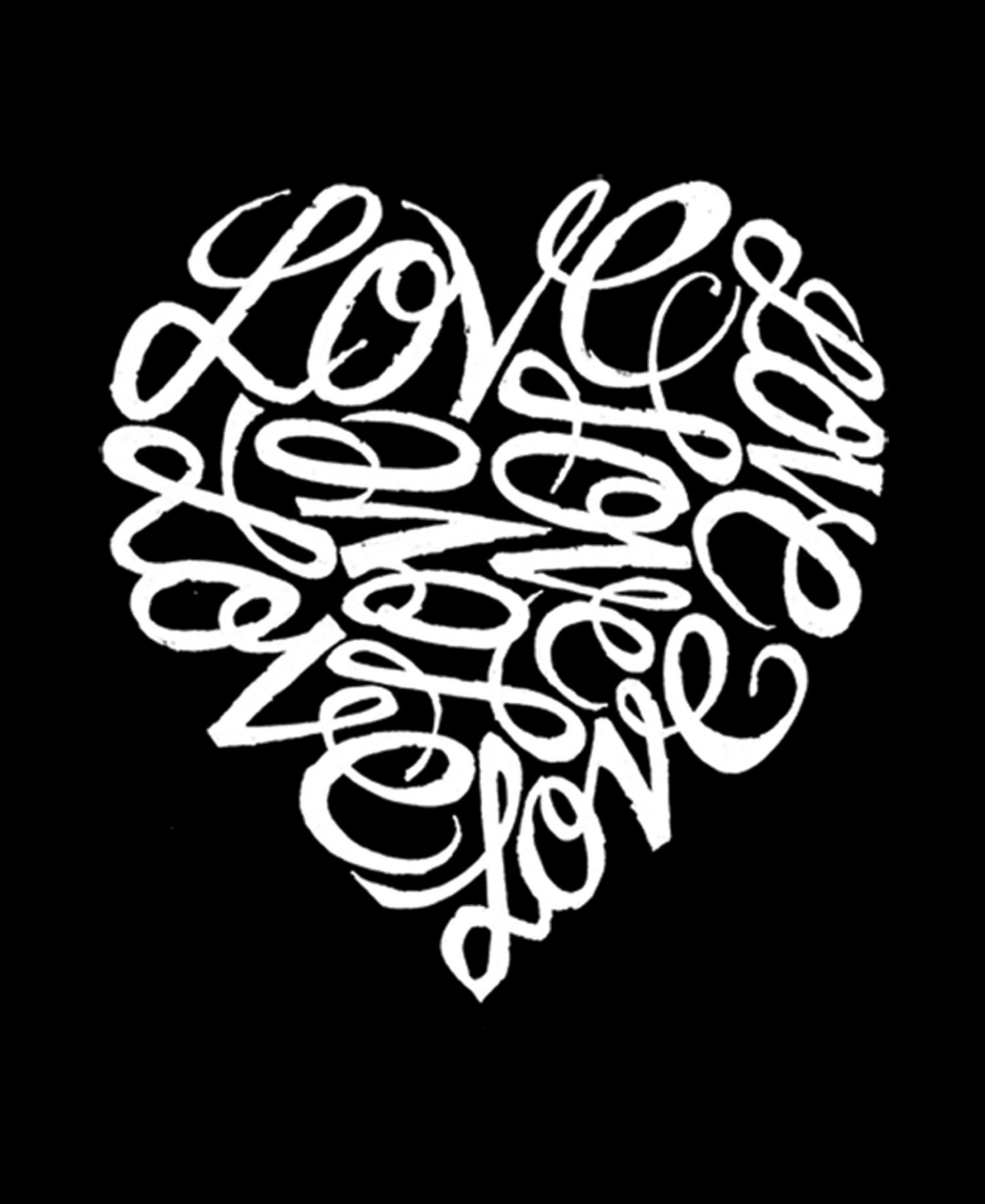 Women's Word Art Cursive Heart V-Neck T-Shirt