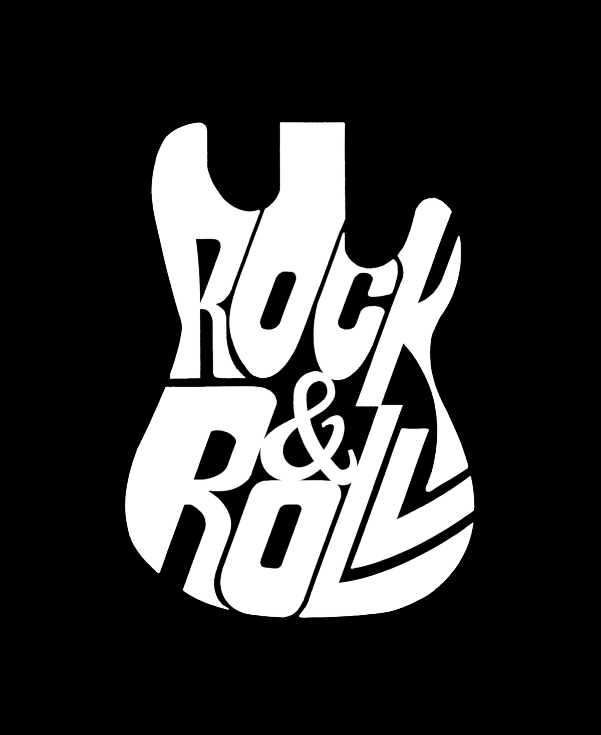 LA POP ART WOMEN'S WORD ART ROCK AND ROLL GUITAR V-NECK T-SHIRT 
