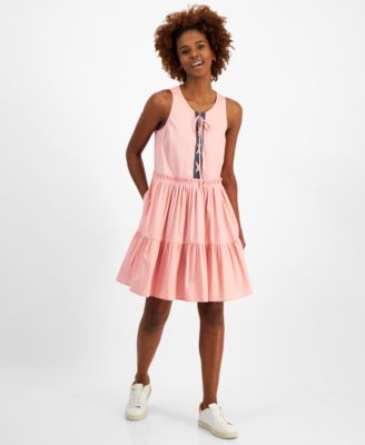 Nautica Jeans - Women's Lace-Up Tiered Ruffled Sleeveless Dress