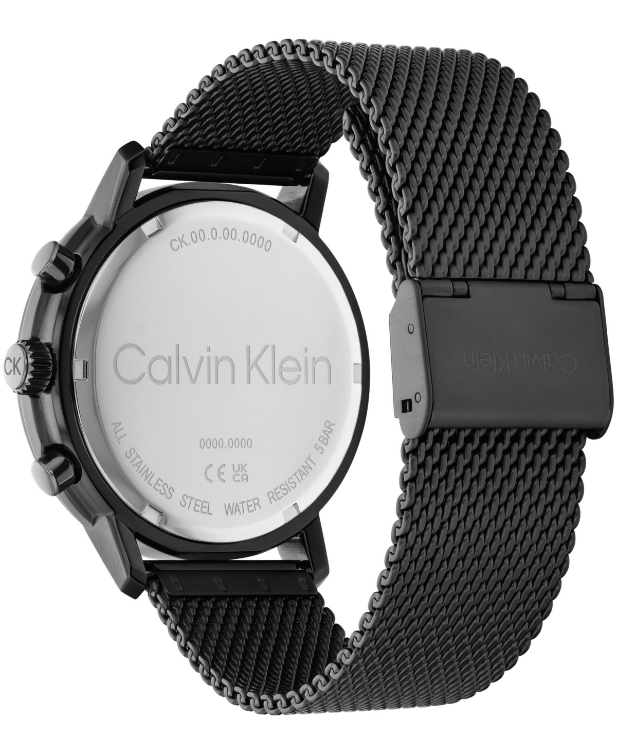 Shop Calvin Klein Men's Gauge Black Stainless Steel Mesh Watch 44mm In Green