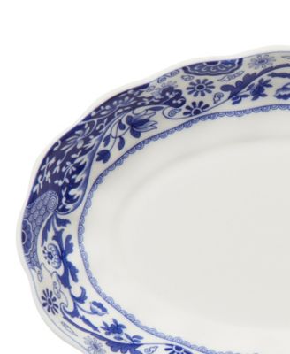 Blue Italian Brocato Oval Fluted Dishes, Set of 2