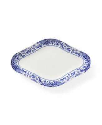 Blue Italian Brocato Diamond Dishes, Set of 2
