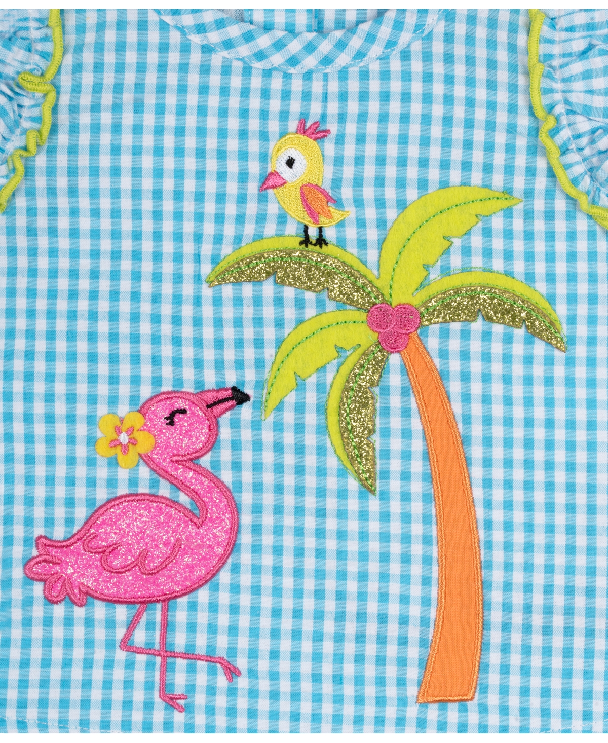 Shop Rare Editions Baby Girl Flamingo Seersucker Short Set In Turquoise