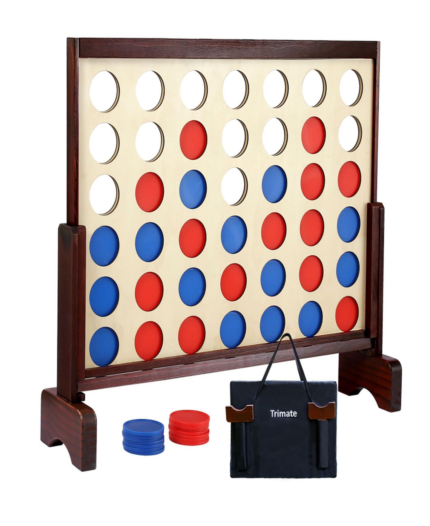 Детские настольные игры Trimate Giant Wooden Connect 4 2-Player Board Game, 42 Pieces, Ages 12+ — фото 4