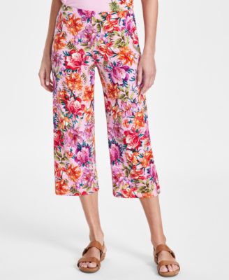 JM Collection - Women's Paradise Gardenia Printed Culotte Pants