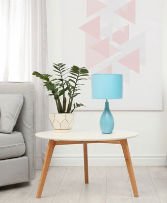 Essentix 18.11" Traditional Standard Ceramic Dewdrop Table Desk Lamp with Matching Fabric Shade 