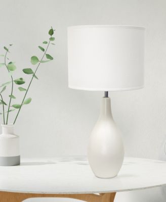 Essentix 18.11" Traditional Standard Ceramic Dewdrop Table Desk Lamp with Matching Fabric Shade 