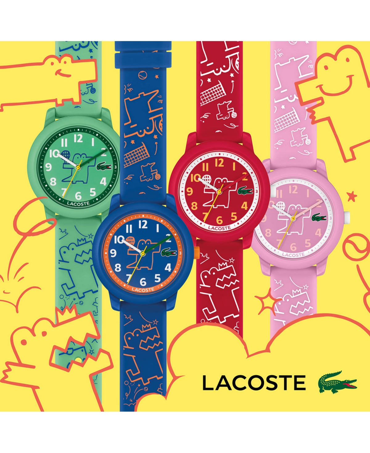 Lacoste Kid's Pink Printed Silicone Strap Watch 33mm