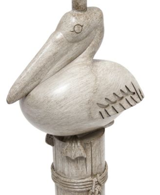 Shoreside 17.25" Tall Coastal Sitting Pelican Beige Wash Polyresin Bedside Table Desk Lamp 