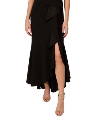 Women's Beaded One-Shoulder Crepe Gown