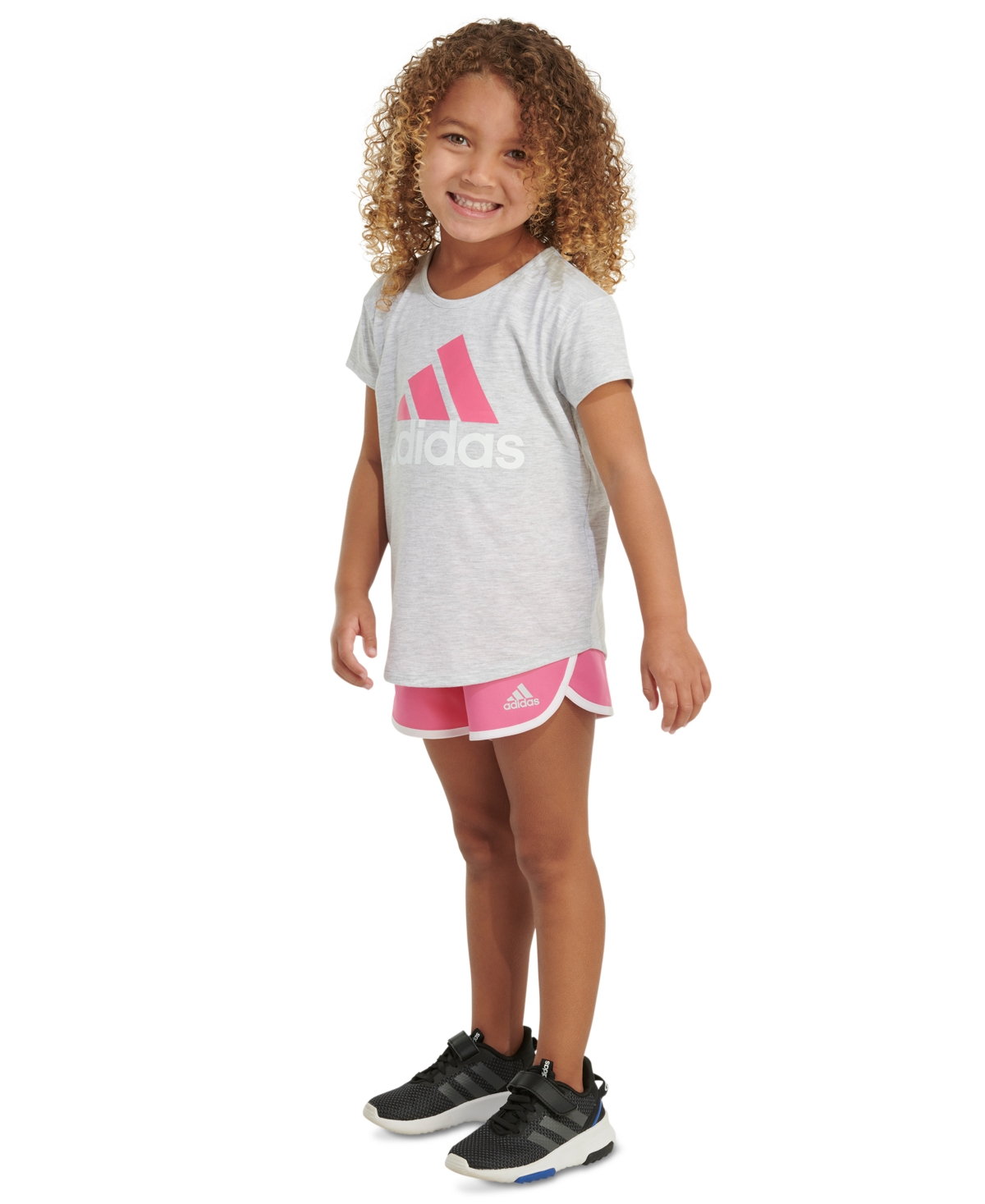 adidas Toddler & Little Girls Essential Heather T-Shirt & Woven Shorts, 2 Piece Set