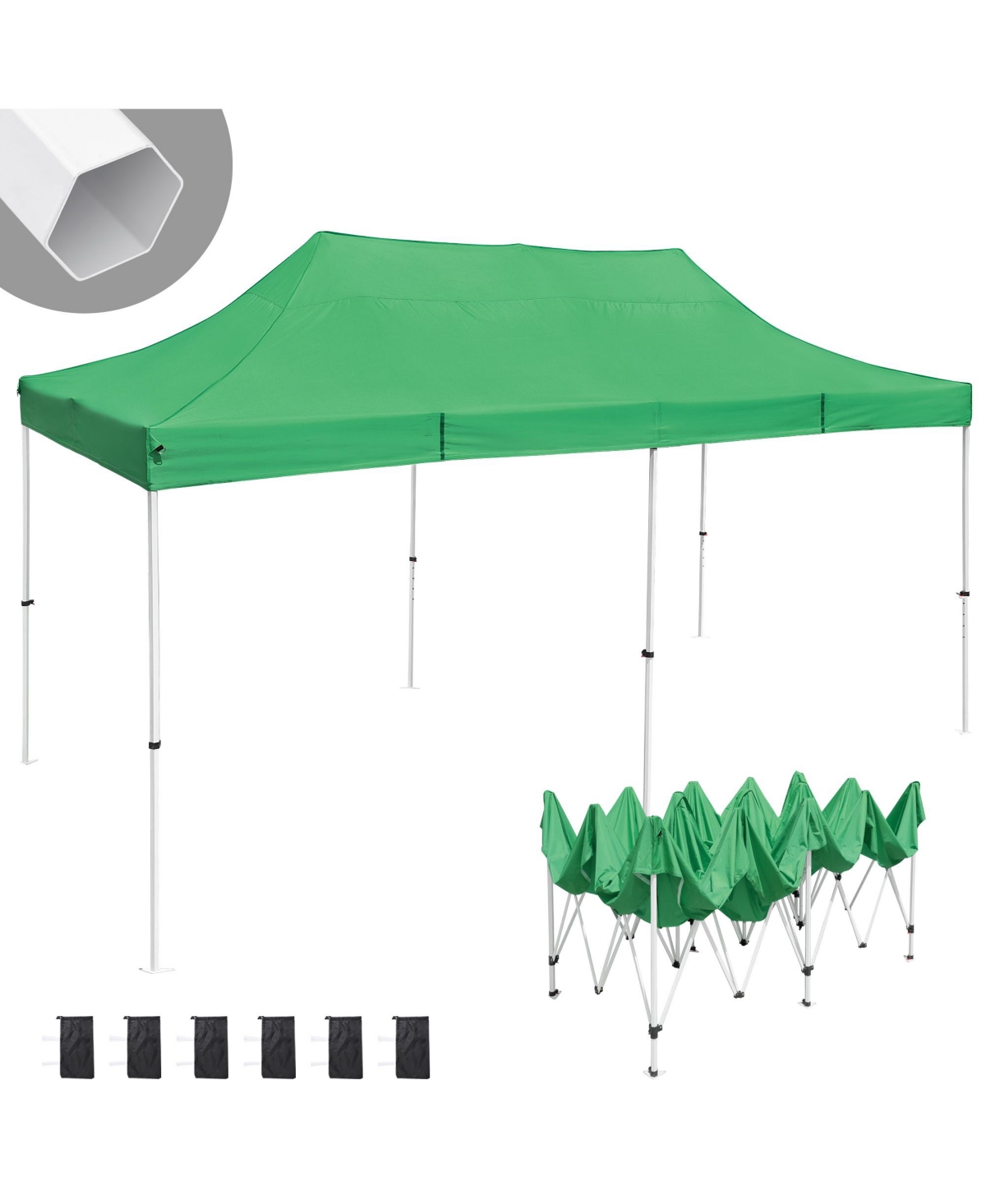 10x20ft Pop Up Canopy Tent Commercial Instant Shelter 550D Oxford Canopy - Green