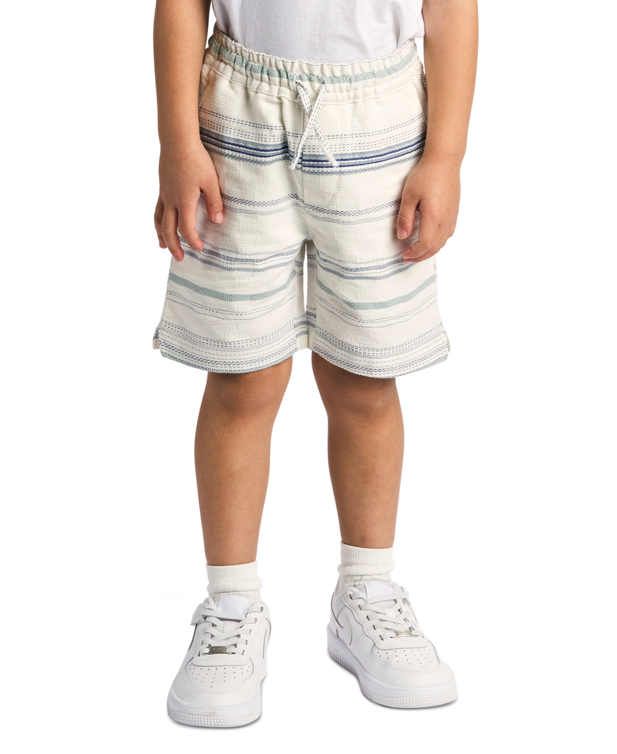 Shop Sovereign Code Toddler & Little Boys Passport Striped Shorts In White Stri