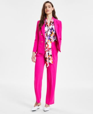 Textured Blazer Tie Front Blouse High Rise Pants Created For Macys