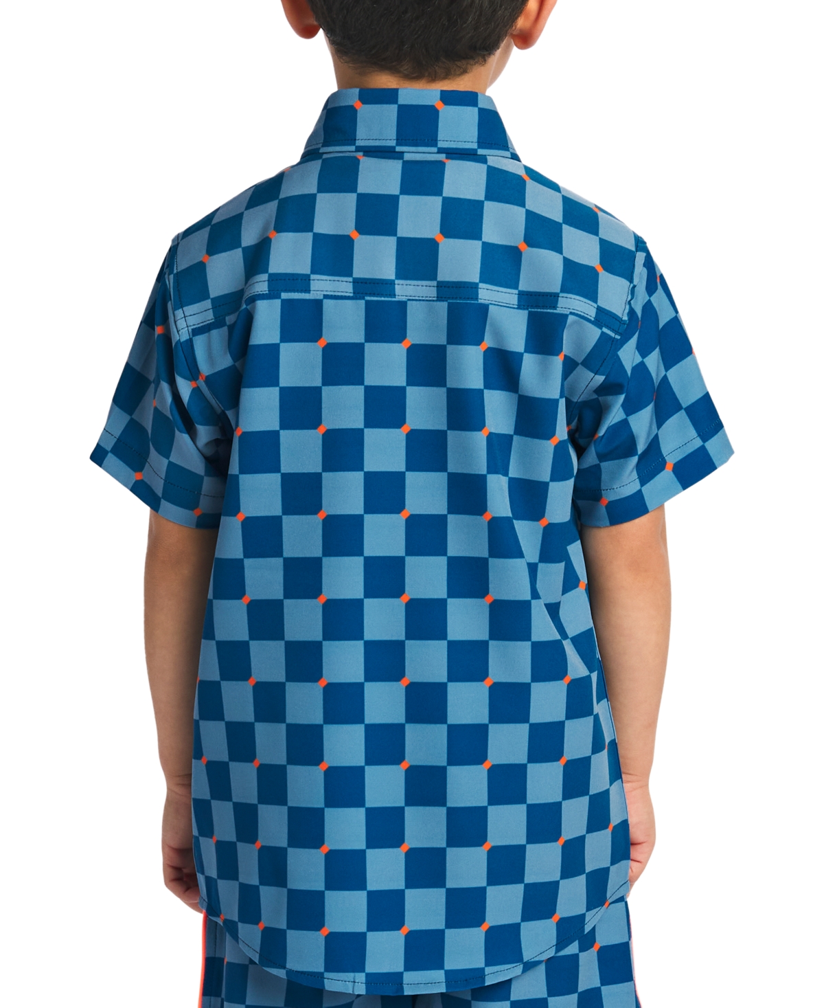 Shop Sovereign Code Big Boys Stretchy Checker-print Button-down Shirt In Dark Blue,checkers