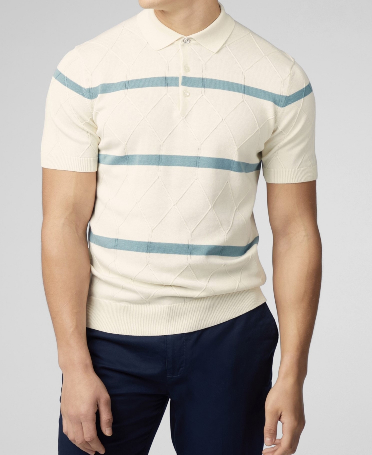 Men's Argyle Stripe Polo Shirt - Ivory