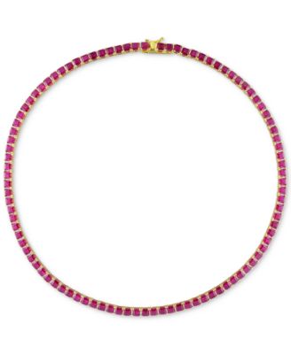 Lab-Grown Ruby 18" Tennis Necklace (48-1/2 ct. t.w.) in Gold-Plated Sterling Silver