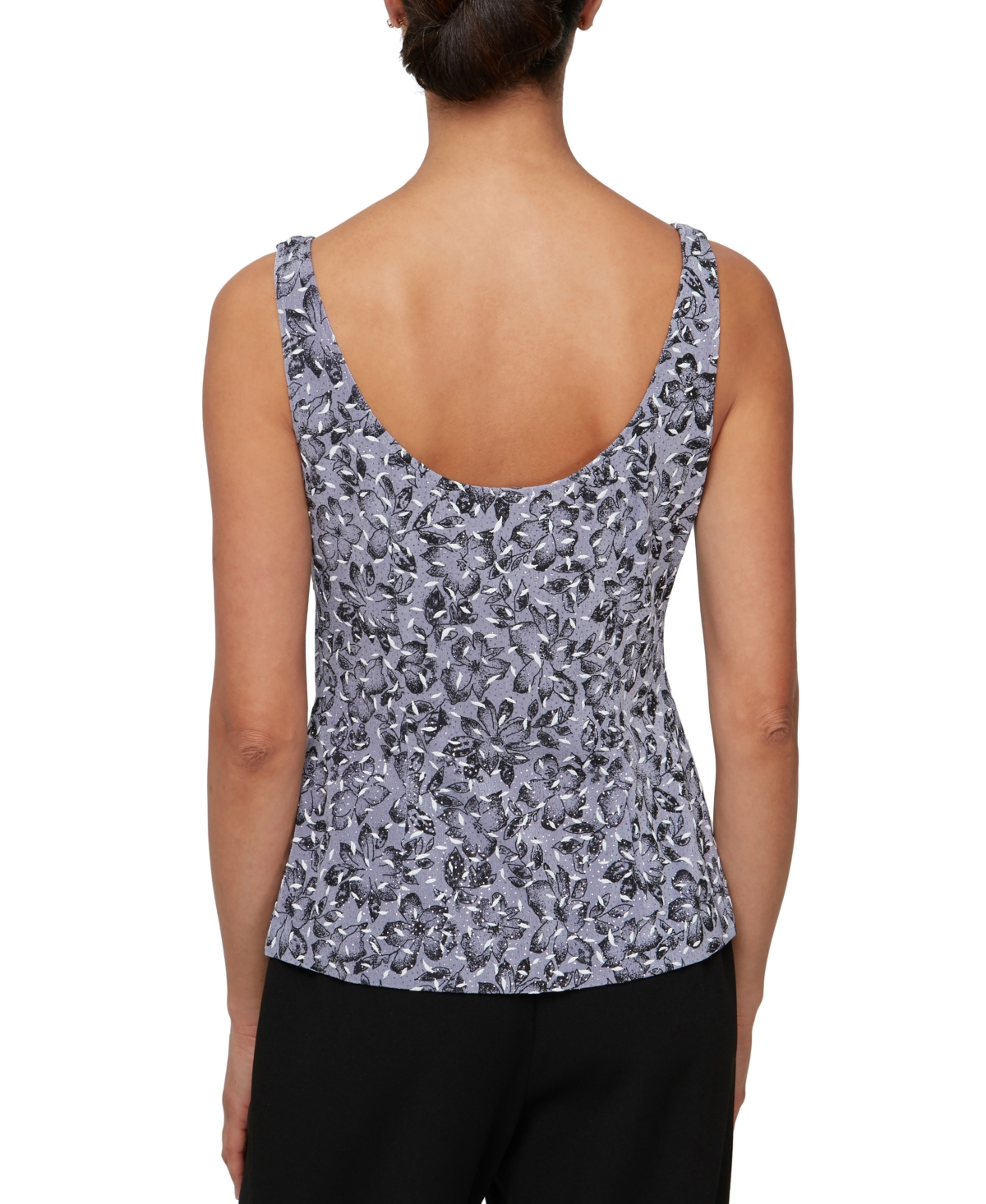 Shop Alex Evenings Petite Printed Mandarin-collar & Tank Twin Set In Lavender