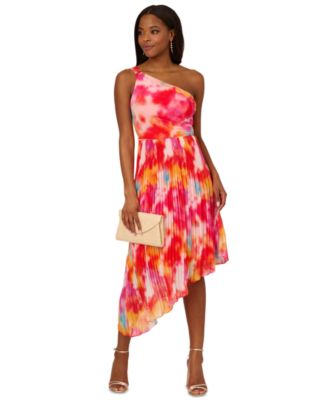 Adrianna Papell - Women's Printed Chiffon Asymmetric Midi Dress