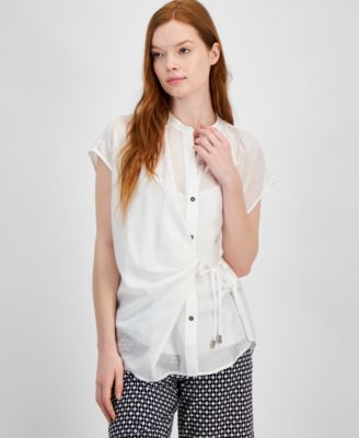 Tommy Hilfiger - Women's Cap-Sleeve Tie-Front Blouse