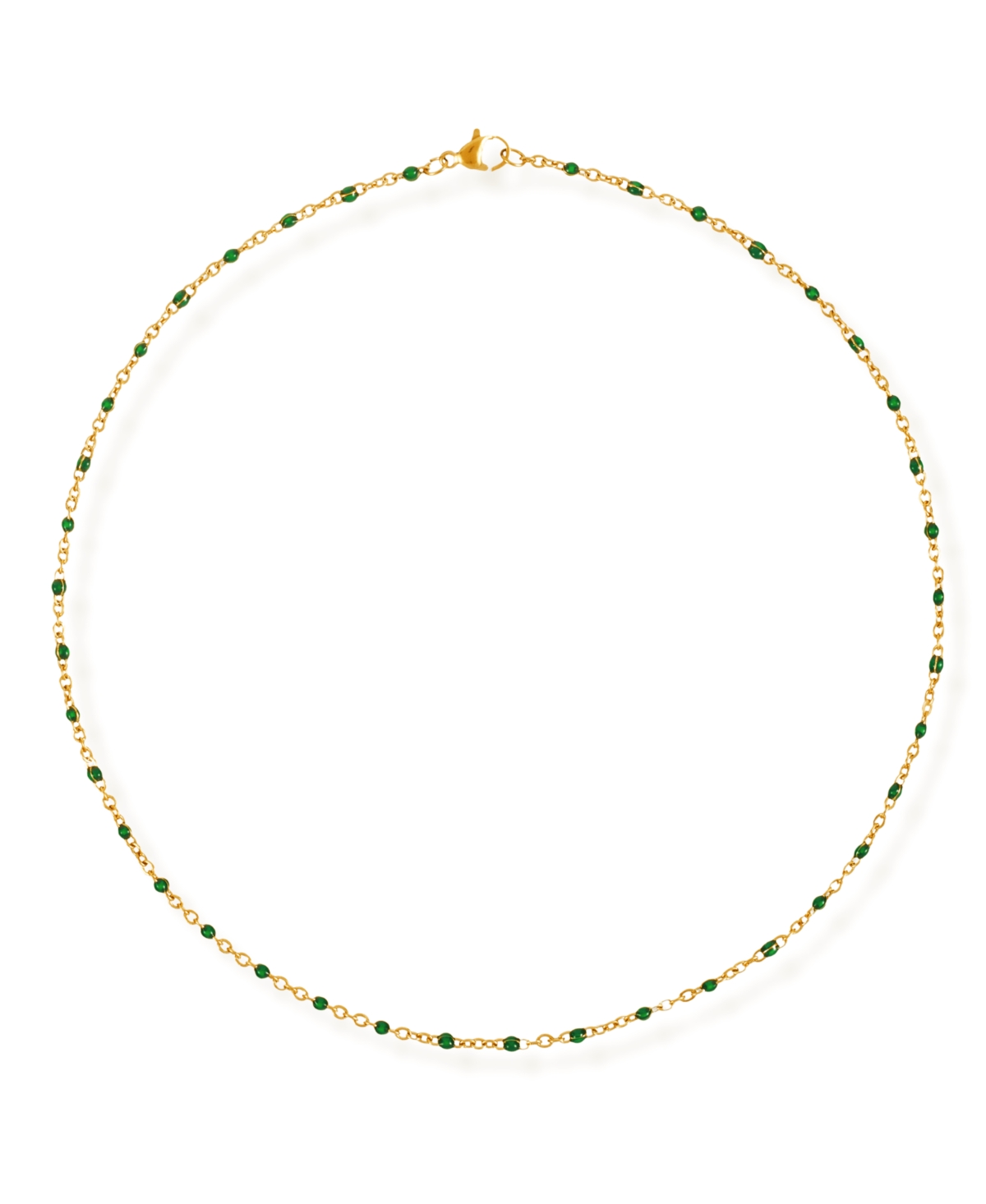 Evie Green Dainty Enamel Beaded Necklace - Gold