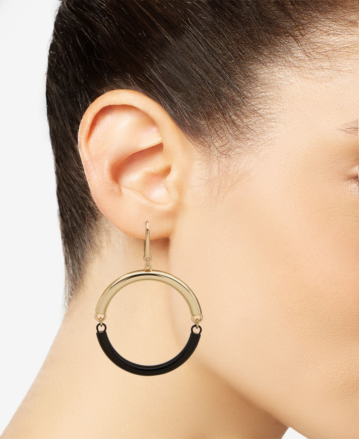 Shop Dkny Gold-tone & Color Spit Hoop Drop Earrings In White