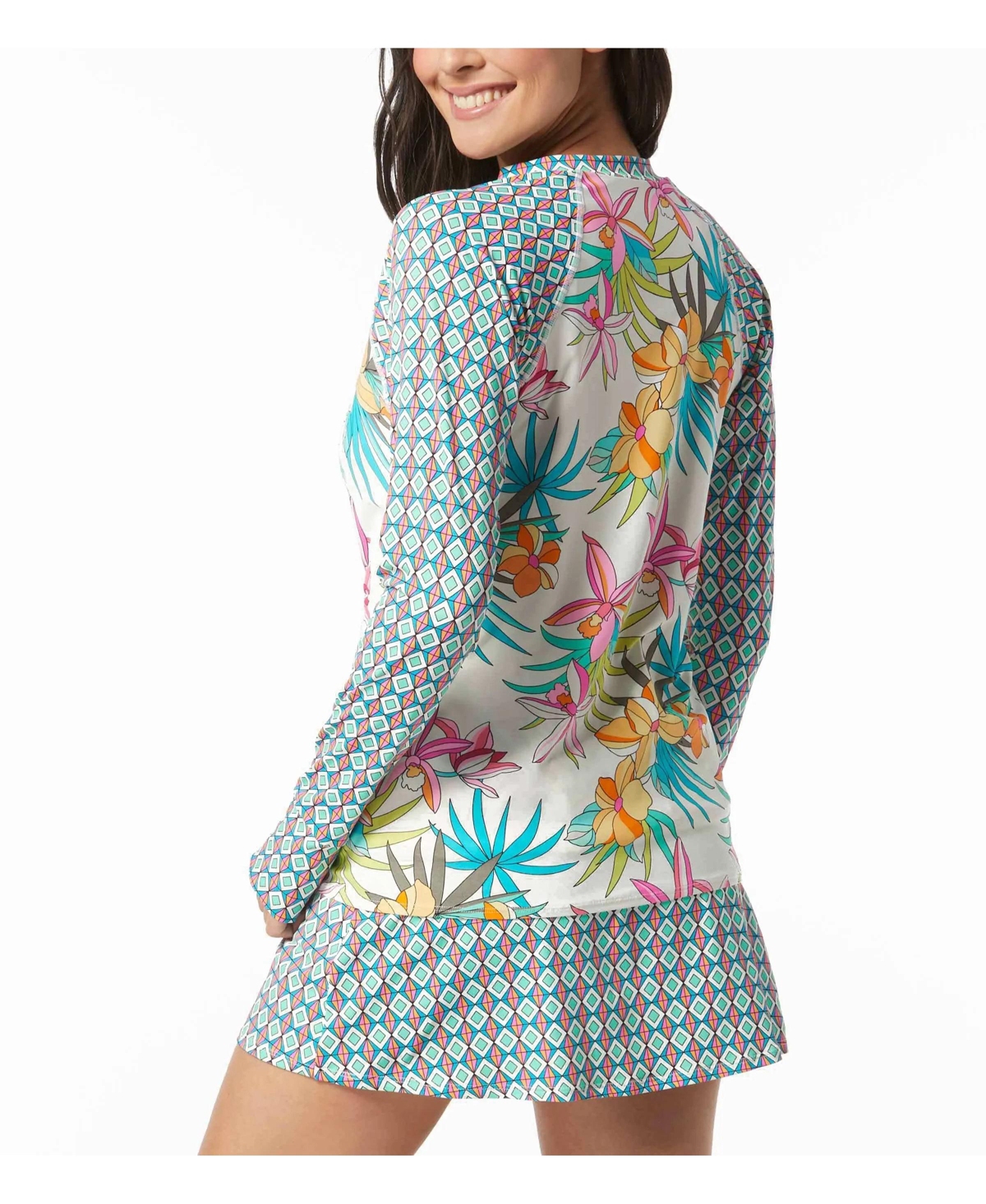 Beach House Women's Swim Mary Relaxed Fit Zip Front Rash Guard - 100 white