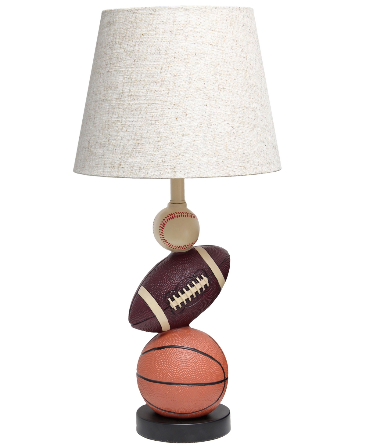 Shop Simple Designs Sportslite 22" Tall Popular Sports Combo Basketball, Baseball, Football Polyresin Table Desk Lamp In Multi