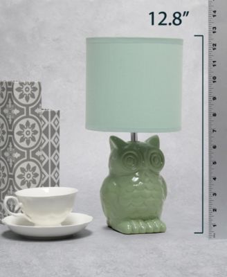 12.8" Tall Contemporary Ceramic Owl Bedside Table Desk Lamp with Matching Fabric Shade 