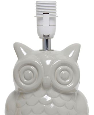 12.8" Tall Contemporary Ceramic Owl Bedside Table Desk Lamp with Matching Fabric Shade 