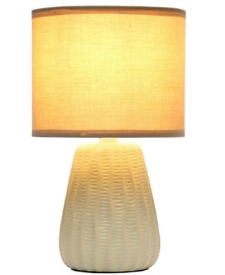 11.02" Traditional Mini Modern Ceramic Texture Pastel Accent Bedside Table Desk Lamp with Matching Fabric Shade 