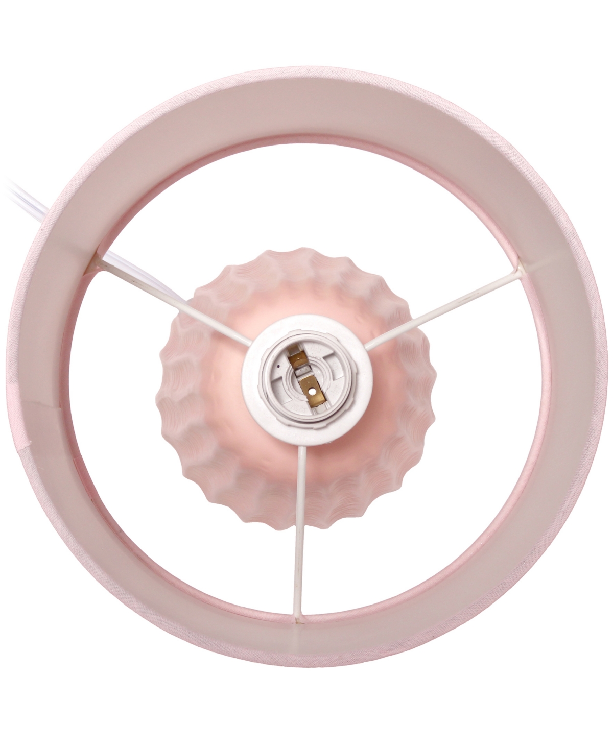 Simple Designs 11.02" Traditional Mini Modern Ceramic Texture Pastel Accent Bedside Table Desk Lamp With Matching F In Light Pink
