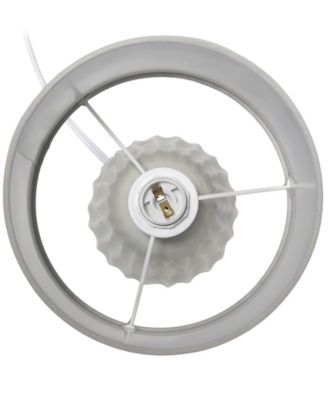 11.02" Traditional Mini Modern Ceramic Texture Pastel Accent Bedside Table Desk Lamp with Matching Fabric Shade 