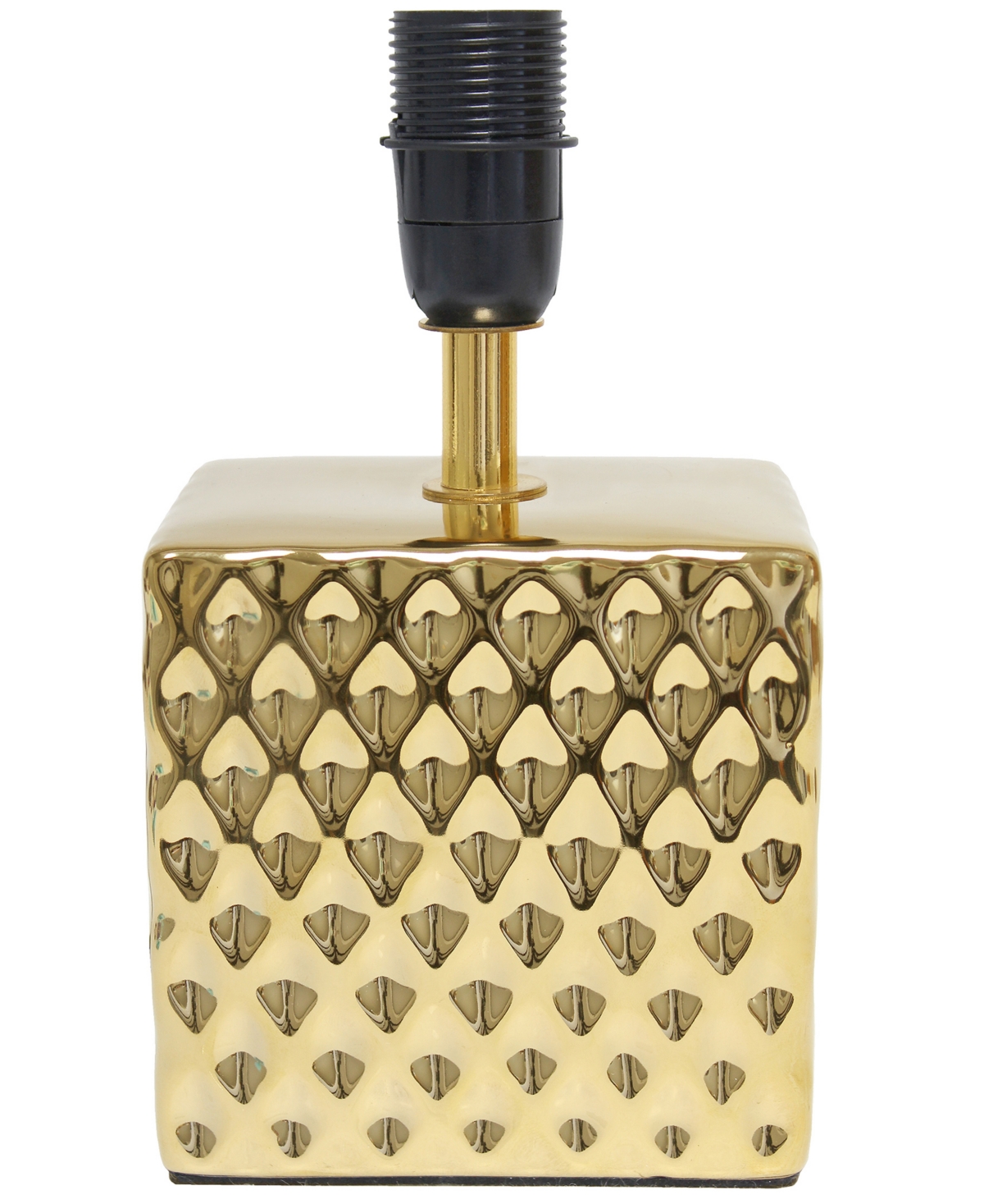 Simple Designs 11.81" Tall Contemporary Petite Hammered Metallic Gold Square Bedside Table Desk Lamp With Rectangul In Gold