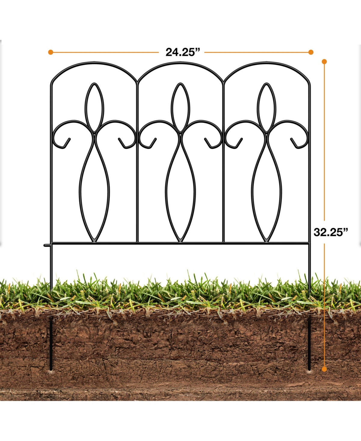 Sorbus Decorative Metal Garden Fence - 5 Panels